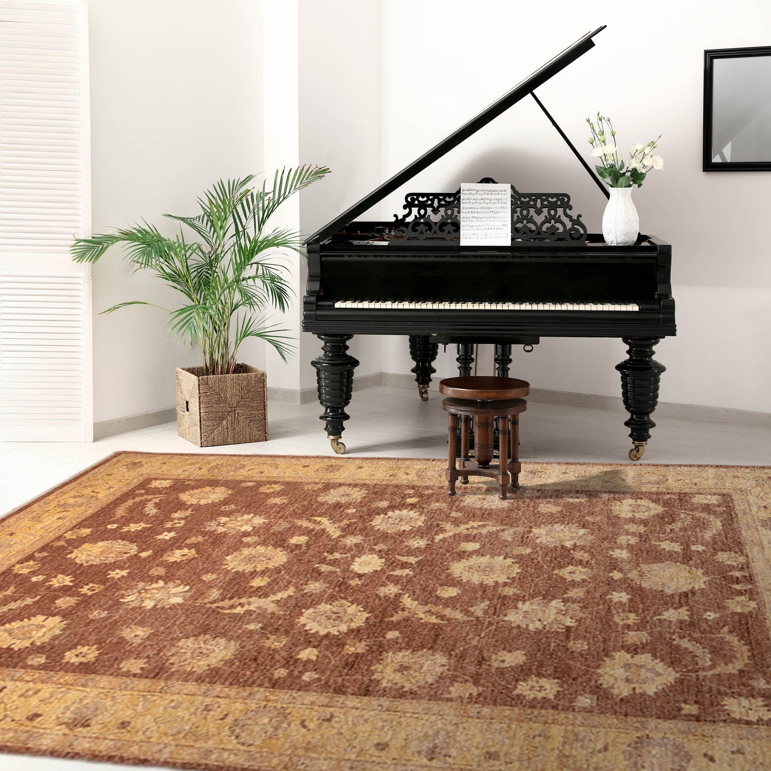 8x10 Brown, Beige, Grey Color Hand Knotted Floral 100% Wool Traditional-Persian/Oriental Oriental Rug
