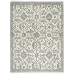 8x10 Ivory, Gray, Beige Color Hand Knotted Oushak Wool Transitional Oriental Rug