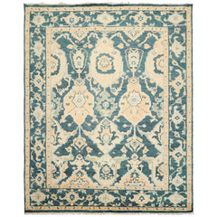 Teal, Ivory 7'10'' x 10'4'' Oushak Traditional Hand Knotted Wool Oriental Area Rug