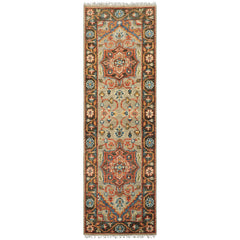 Runner Mint, Green, Aqua Color Hand Knotted Oushak Wool Traditional Oriental Rug