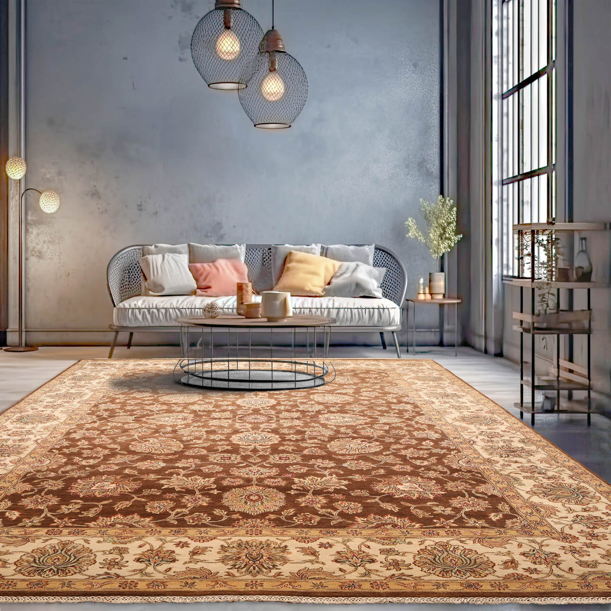 8x10 Brown, Beige, Tan Color Hand Knotted Floral 100% Wool Traditional-Persian/Oriental Oriental Rug