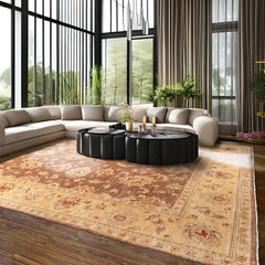 8x10 Brown, Gold, Tan Color Hand Knotted Floral 100% Wool Traditional-Persian/Oriental Oriental Rug