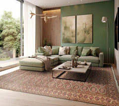 6x9 Beige, Rust, Chocolate Color Hand Knotted All-Over 100% Wool Traditional-Persian/Oriental Oriental Rug