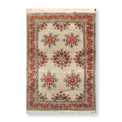 4x6 Mint, Burnt Orange, Charcoal Color Hand Knotted Floral 100% Wool Traditional-Persian/Oriental Oriental Rug