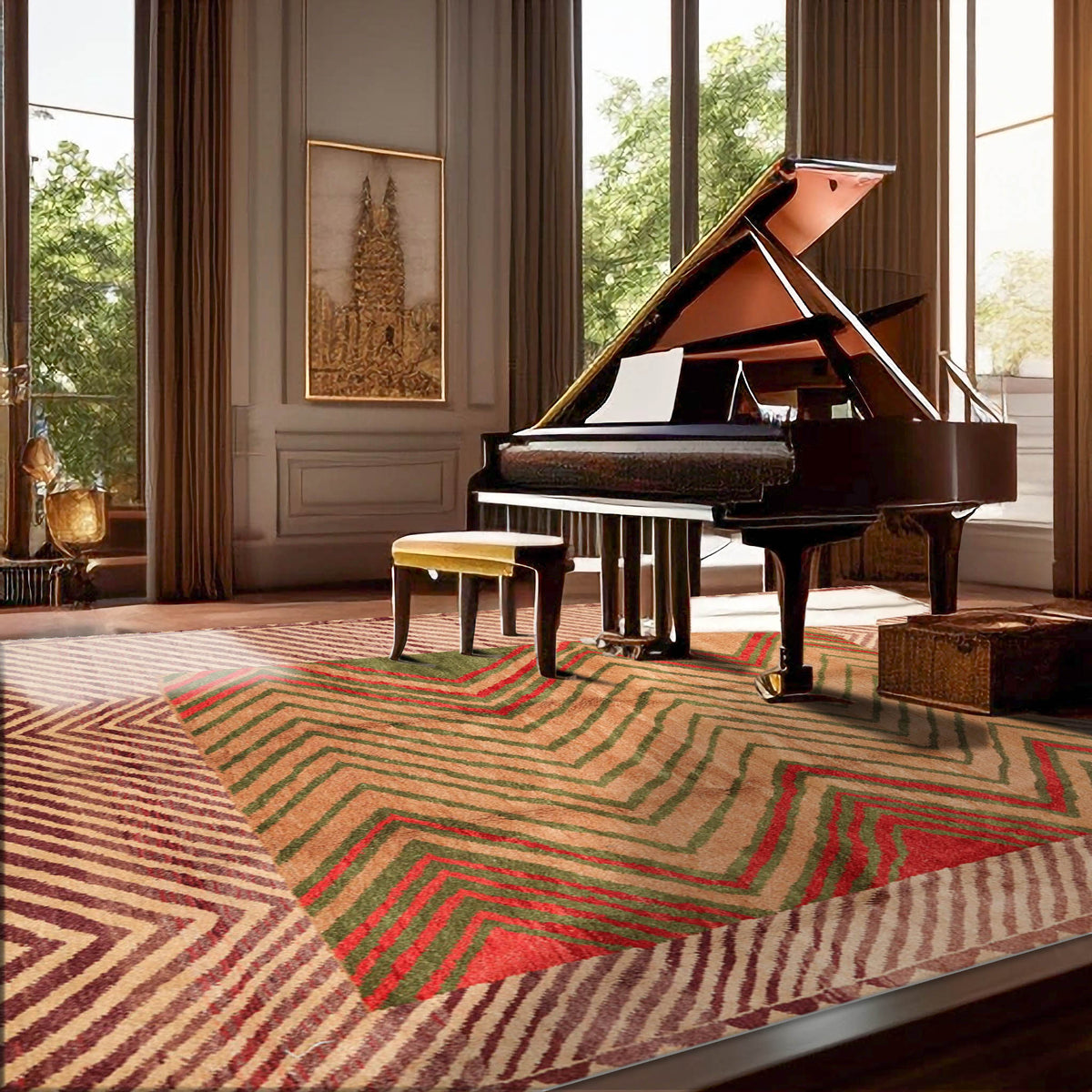 6x9 Beige, Tan, Green Color Hand Knotted All-Over 100% Wool Traditional-Persian/Oriental Oriental Rug