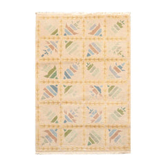 3'1" x 5'9" Hand Knotted 100% Wool Tibetan Oriental Area Rug Modern Beige