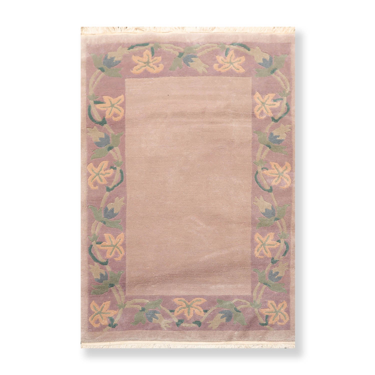 4x6 Taupe, Lavender, Green Color Hand Knotted Floral 100% Wool Traditional-Persian/Oriental Oriental Rug