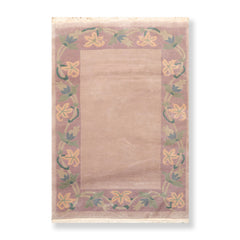 4x6 Taupe, Lavender, Green Color Hand Knotted Floral 100% Wool Traditional-Persian/Oriental Oriental Rug