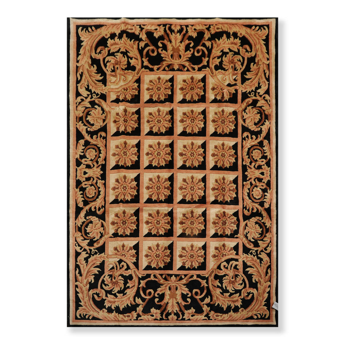 5x7 Beige, Black, Brown Color Hand Knotted Bordered 100% Wool Traditional-Persian/Oriental Oriental Rug