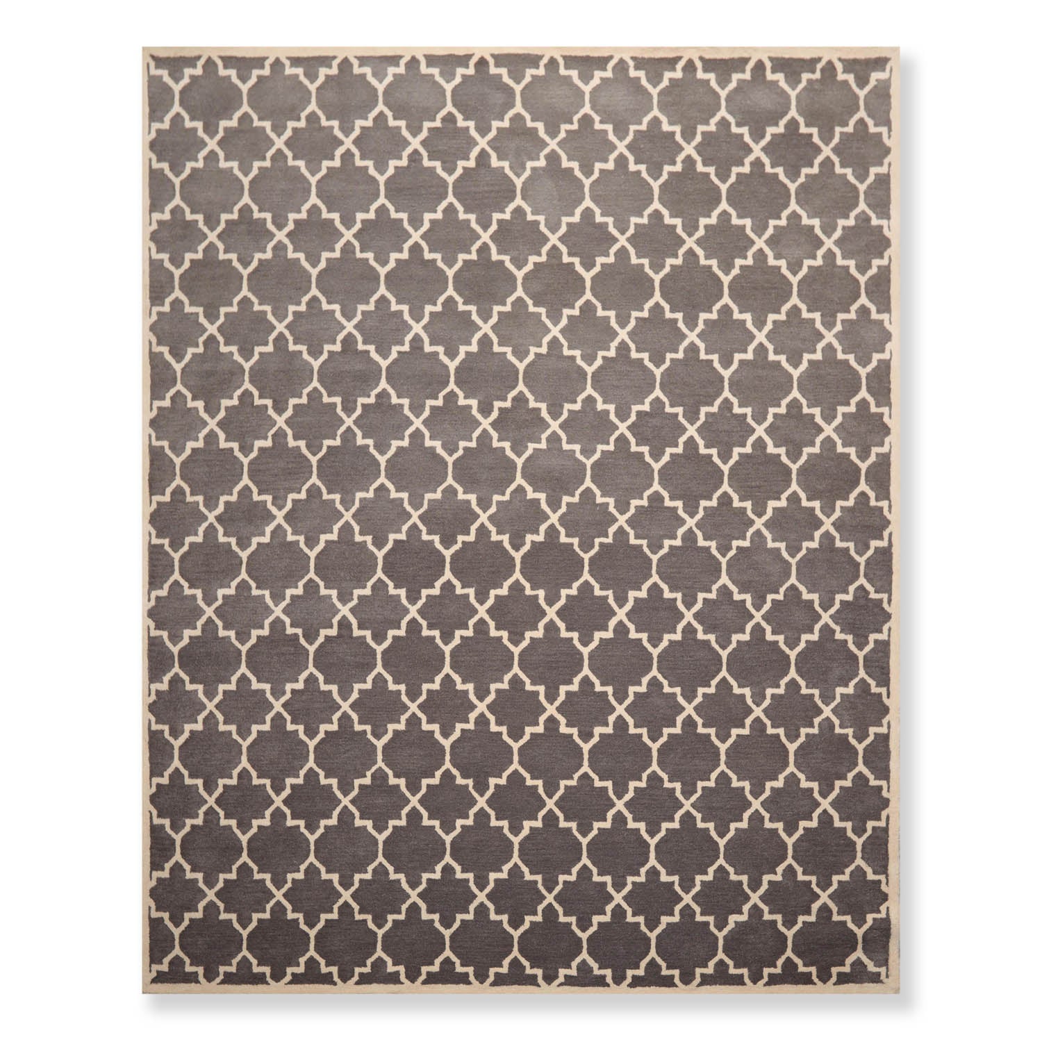 8x10 Gray, Ivory, Color Hand Tufted All-Over 100% Wool Modern Oriental Rug