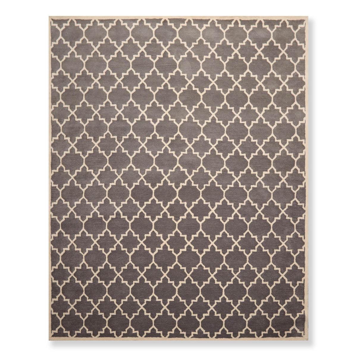 8x10 Gray, Ivory, Color Hand Tufted All-Over 100% Wool Modern Oriental Rug