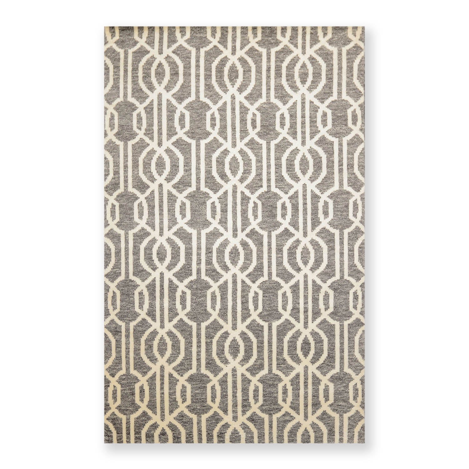 5x7 Gray, Ivory, Color Hand Knotted All-Over 100% Wool Contemporary Oriental Rug