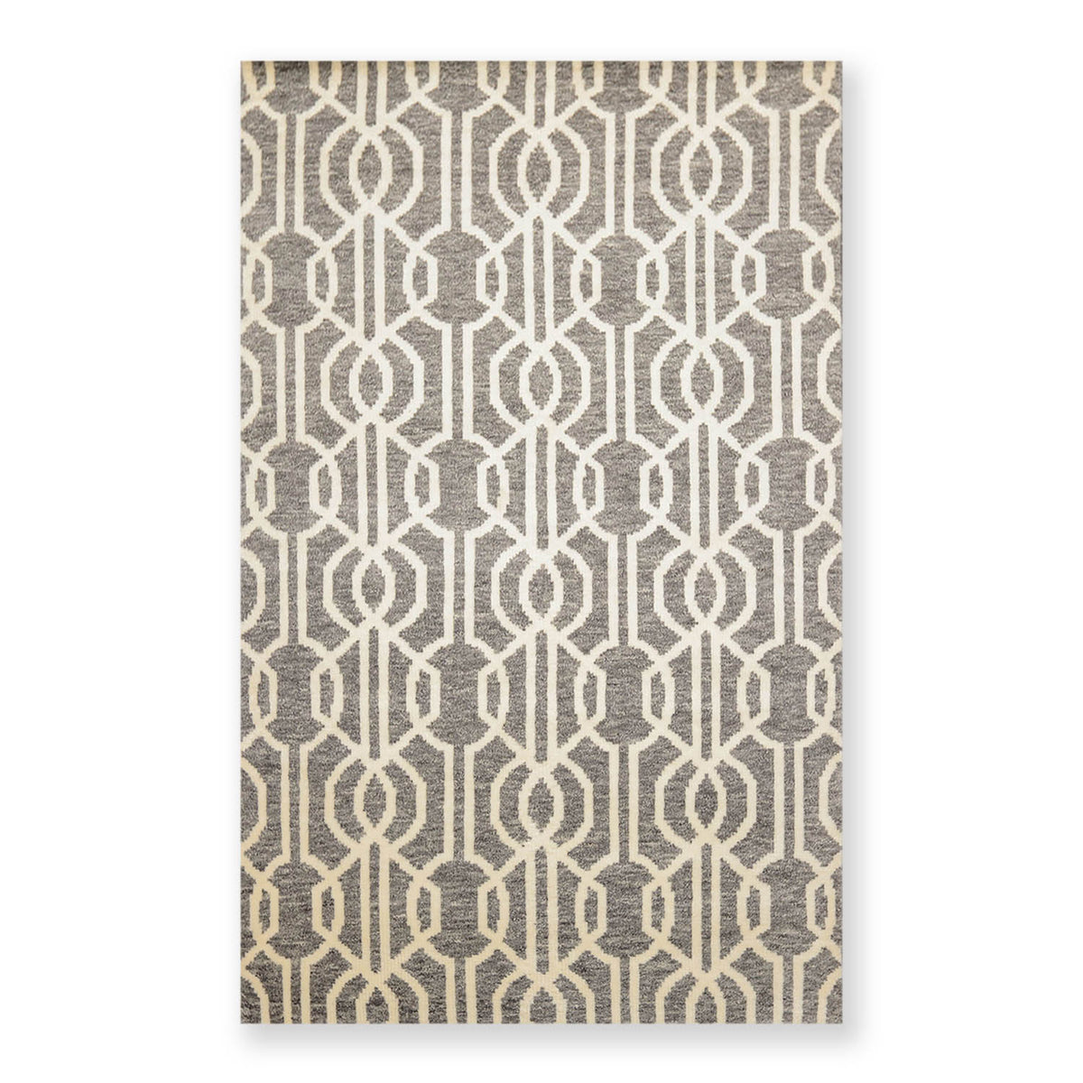 5x7 Gray, Ivory, Color Hand Knotted All-Over 100% Wool Contemporary Oriental Rug