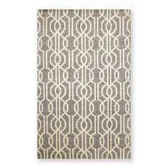 5x7 Gray, Ivory, Color Hand Knotted All-Over 100% Wool Contemporary Oriental Rug