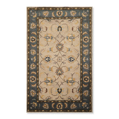 5x7 Beige, Teal, Khakee Color Hand Tufted Floral 100% Wool Traditional-Persian/Oriental Oriental Rug