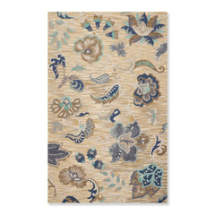 5x7 Beige, Gray, Turquoise Color Hand Tufted Floral 100% Wool Transitional Oriental Rug