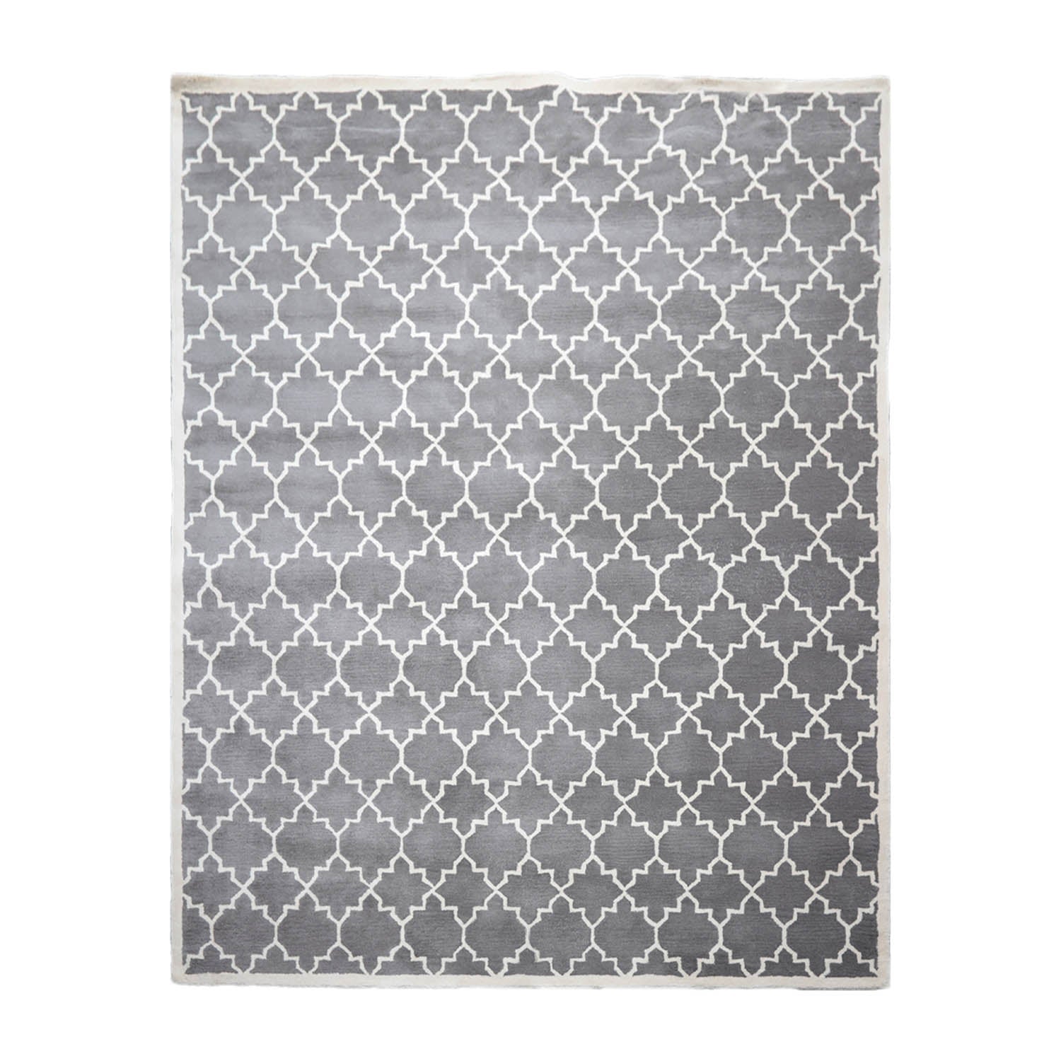 8x10 Gray, Ivory, Color Hand Tufted All-Over 100% Wool Contemporary Oriental Rug