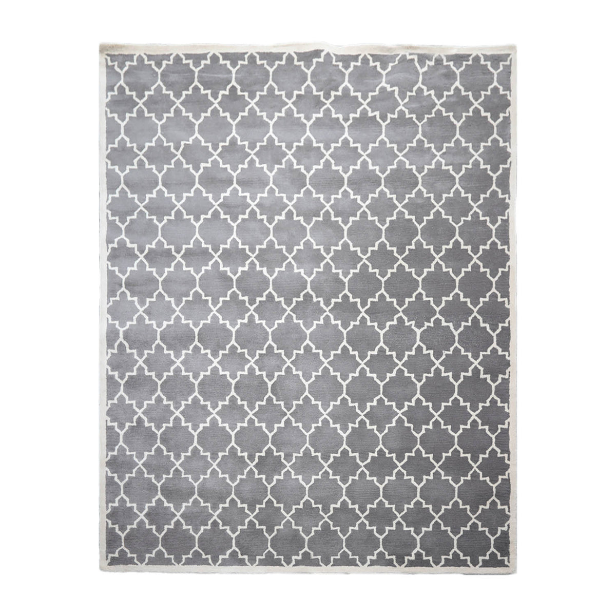 8x10 Gray, Ivory, Color Hand Tufted All-Over 100% Wool Contemporary Oriental Rug