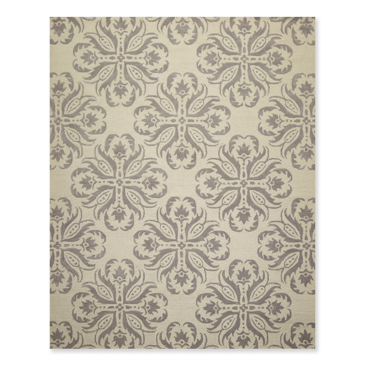 8x10 Beige, , Color Hand Tufted All-Over 100% Wool Transitional Oriental Rug