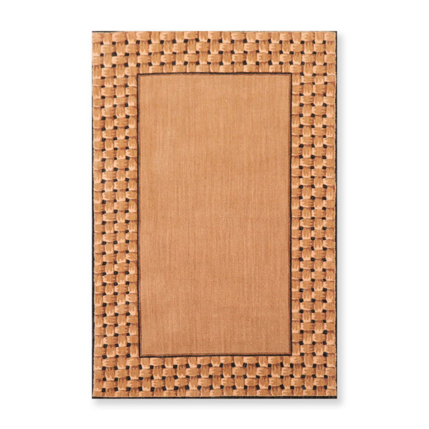 3x5 Tan, Beige, Black Color Machine Made All-Over Wool Contemporary Oriental Rug