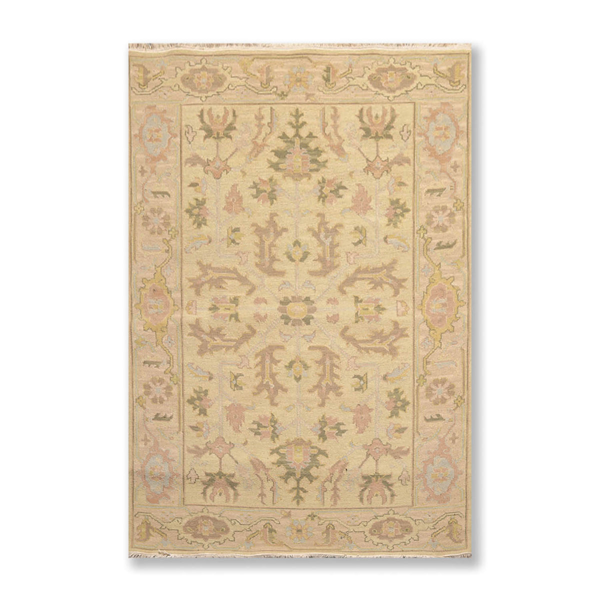 3x5 Multi, Gray, Gold Color Hand Knotted All-Over 100% Wool Traditional Oriental Rug