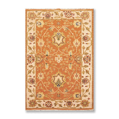 3x5 Orange, Beige, Sage Color Hand Knotted All-Over 100% Wool Traditional Oriental Rug