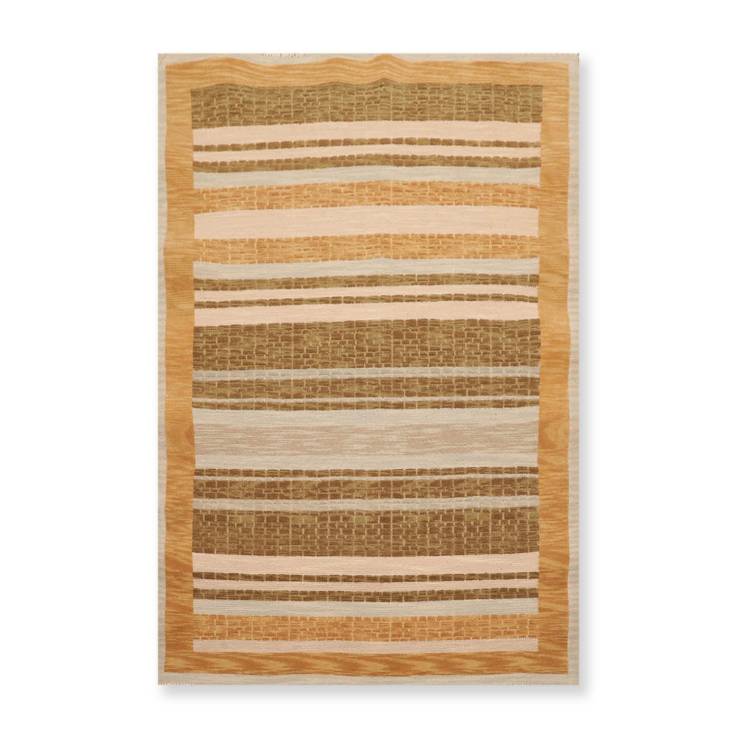 3x5 Beige, Sage, Gold Color Hand Knotted All-Over 100% Wool Contemporary Oriental Rug