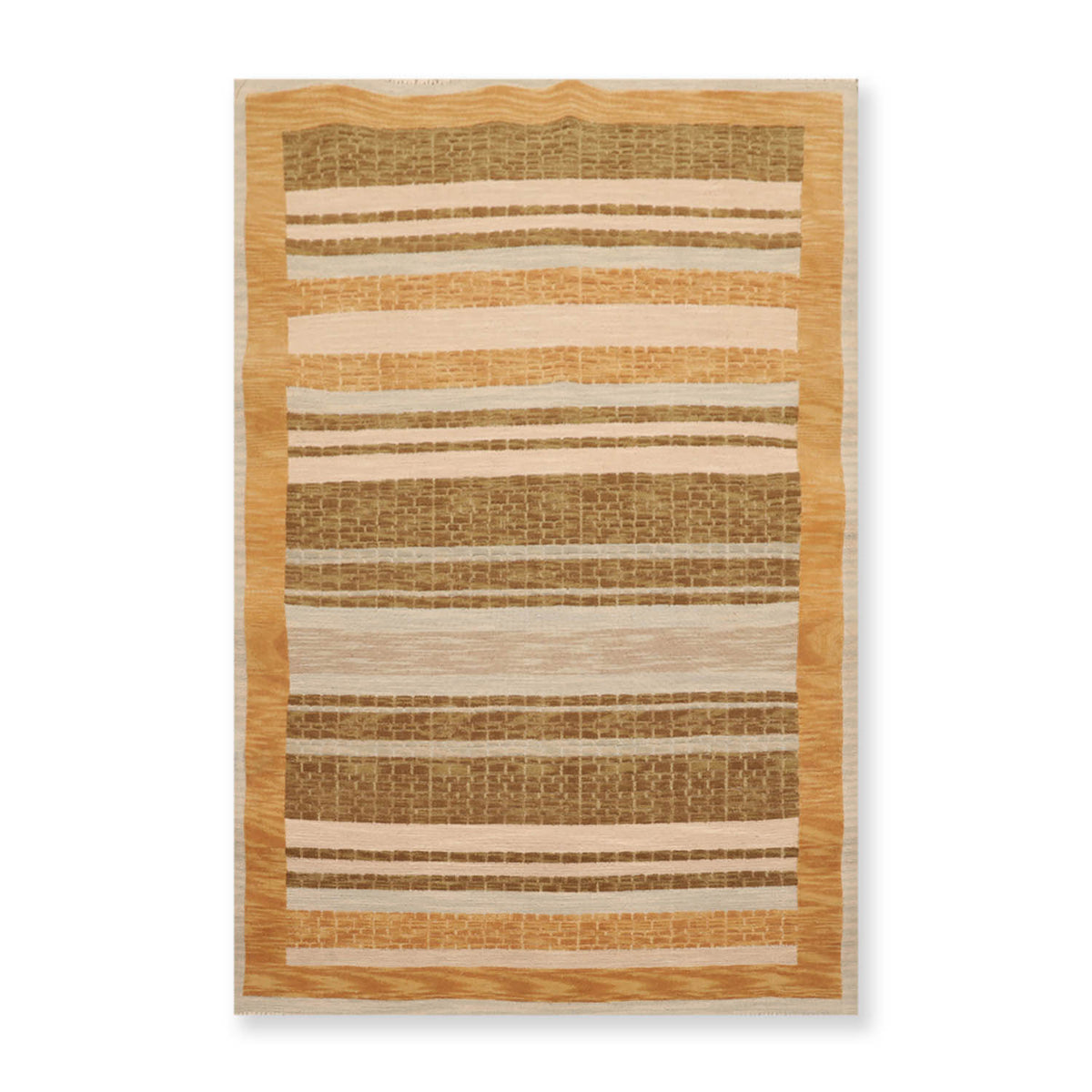 3x5 Beige, Sage, Gold Color Hand Knotted All-Over 100% Wool Contemporary Oriental Rug