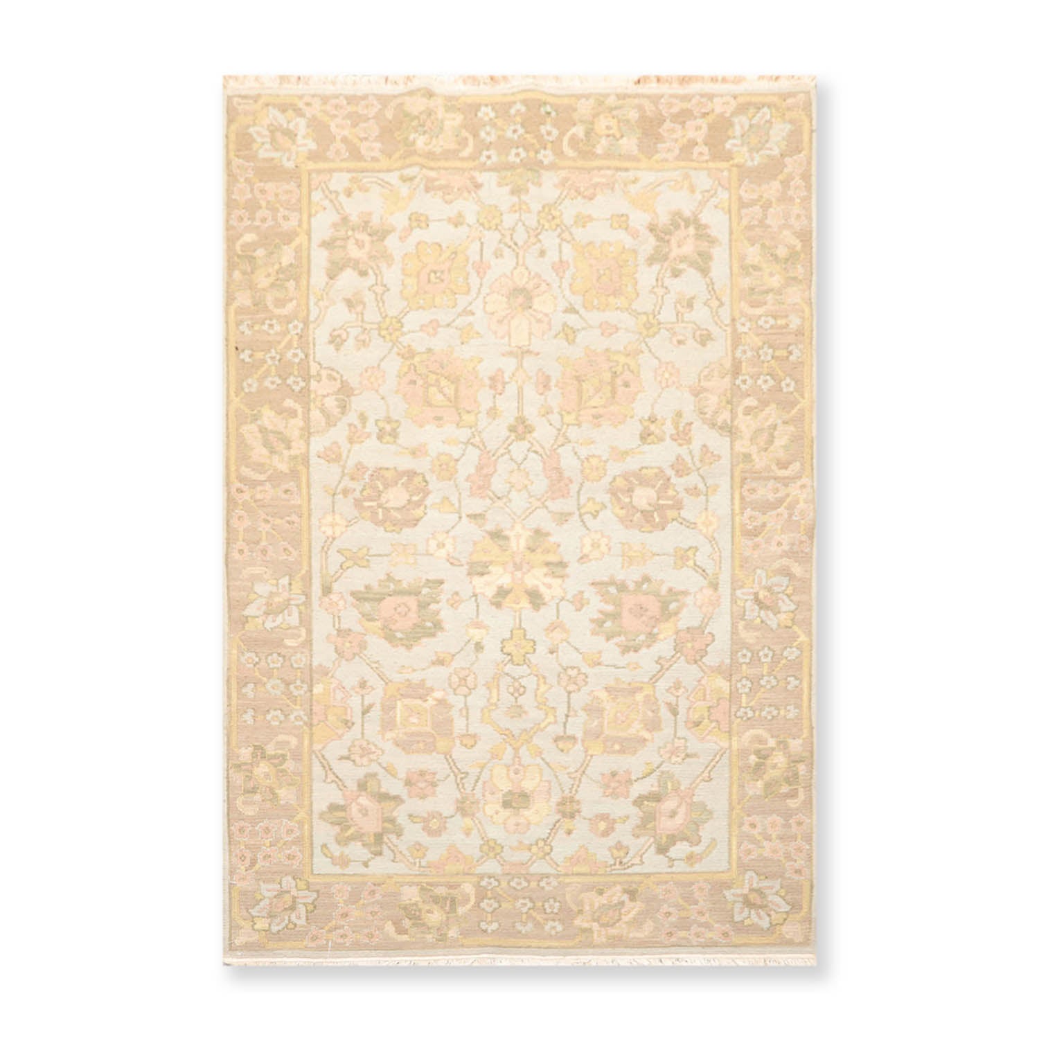 3x5 Blue, Tan, Gold Color Hand Knotted All-Over 100% Wool Traditional Oriental Rug