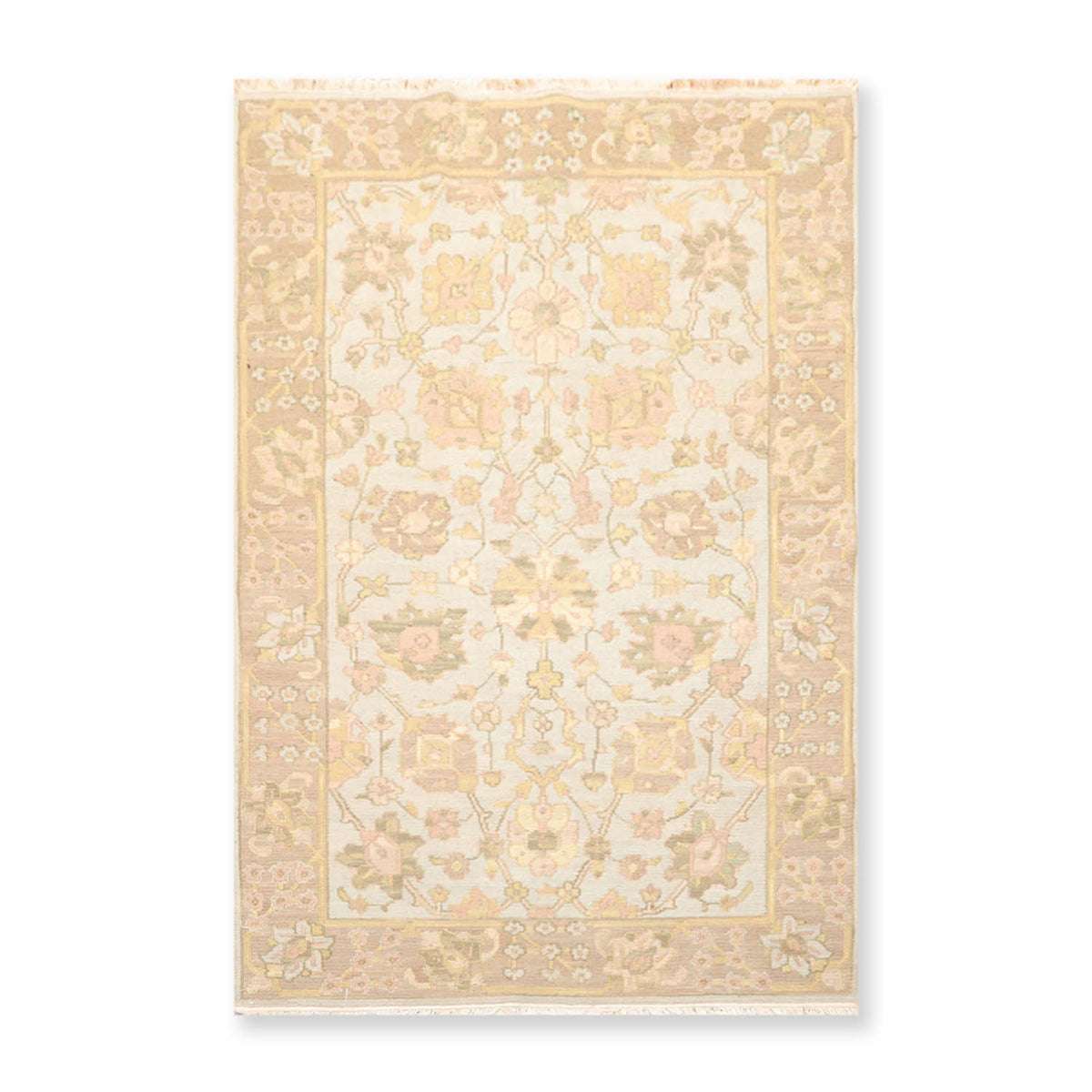 3x5 Blue, Tan, Gold Color Hand Knotted All-Over 100% Wool Traditional Oriental Rug