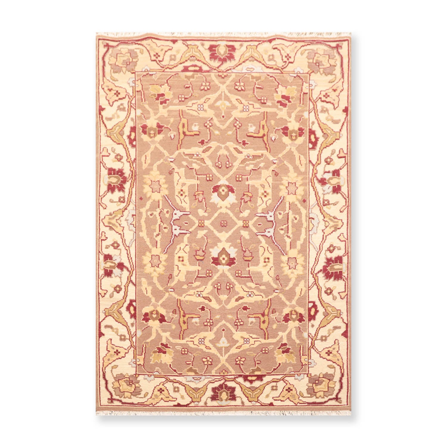 3x5 Brown, Beige, Gold Color Hand Knotted All-Over 100% Wool Traditional Oriental Rug