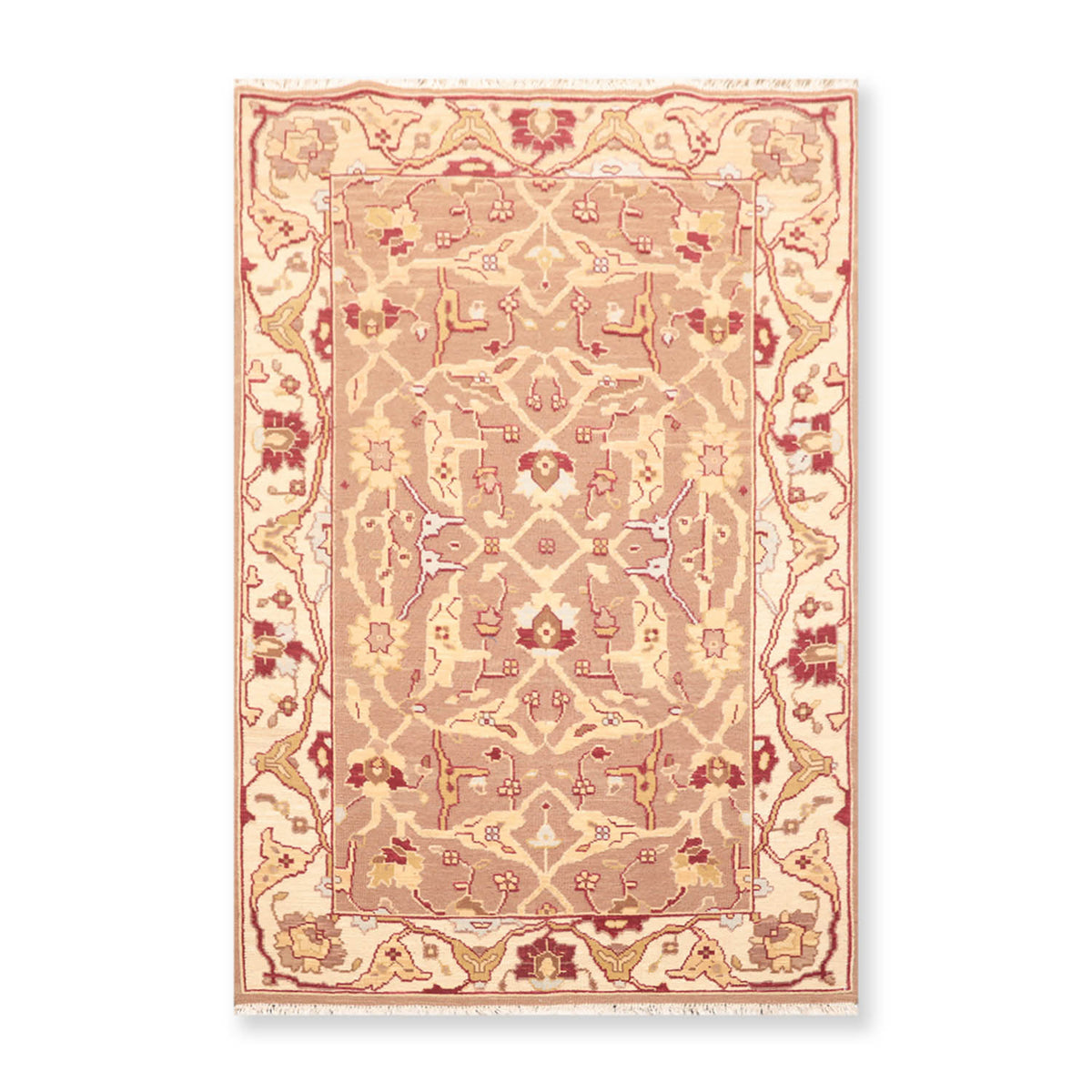 3x5 Brown, Beige, Gold Color Hand Knotted All-Over 100% Wool Traditional Oriental Rug