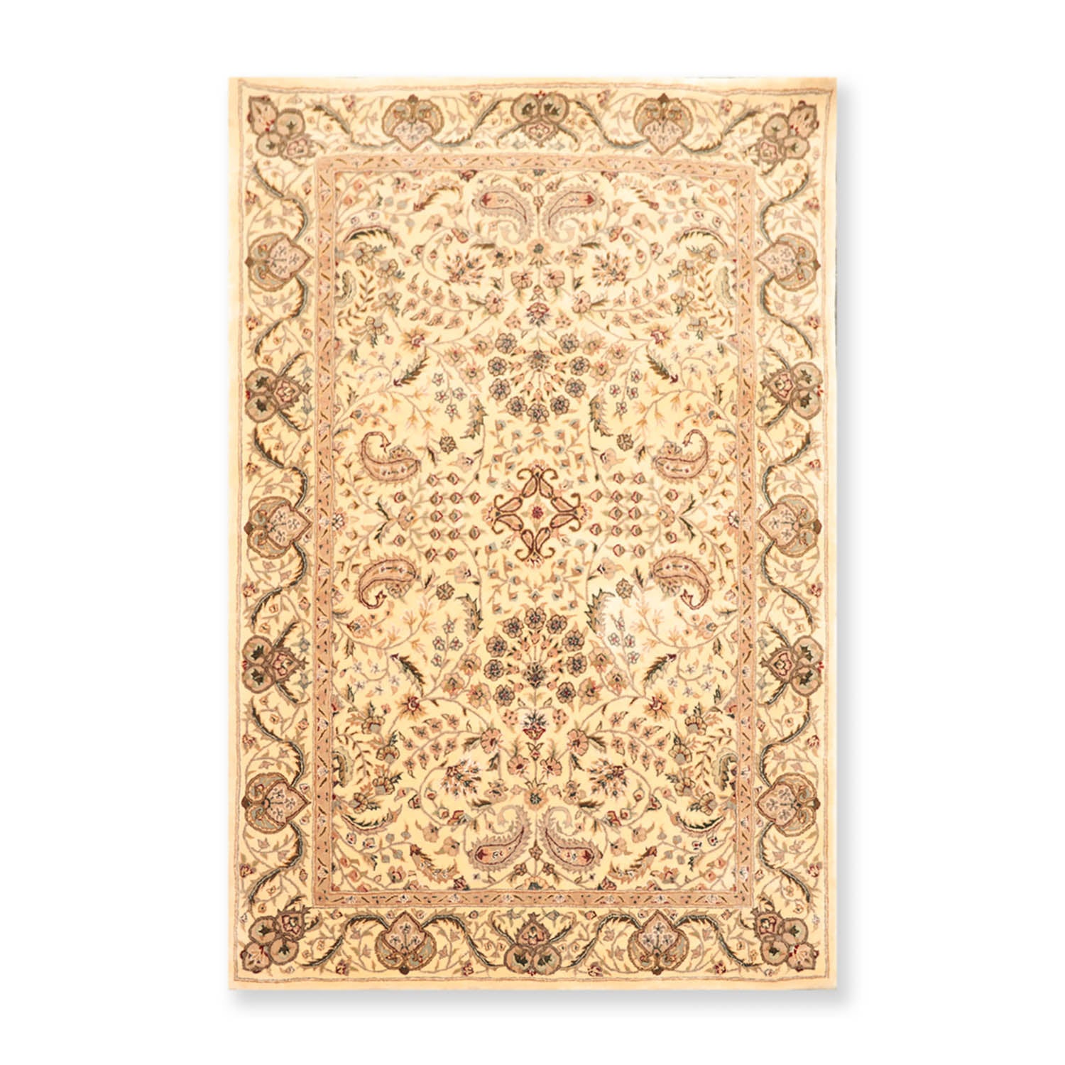 3x5 Tan, Brown, Gray Color Hand Tufted Oriental New Zealand Wool & Silk||Wool||Silk Traditional Oriental Rug