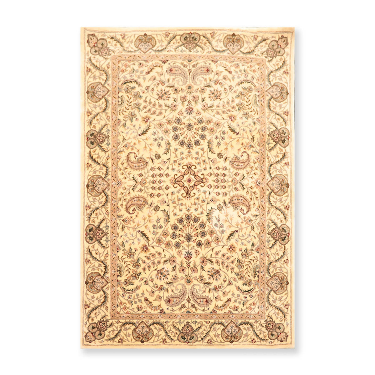 3x5 Tan, Brown, Gray Color Hand Tufted Oriental New Zealand Wool & Silk||Wool||Silk Traditional Oriental Rug