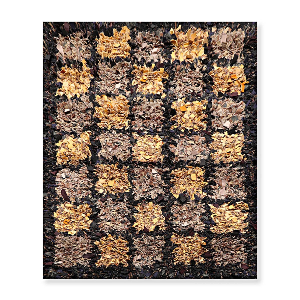 4x6 Black, Gold, Gray Color Hand Made All-Over 100% Wool Hippie Oriental Rug