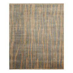 7'9"x9'9" Hand Knotted Wool Stone Wash Peshawar Vegetable Dye Area Rug Gray Blue