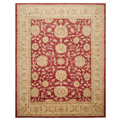 7'8" x 9'11" Hand Knotted Border Stone Wash Peshawar Vegetable Dye Area Rug Rusty Red