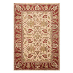 5'9" x 8'4" Hand Knotted Peshawar 100% Wool Arts and Craft Area Rug Beige