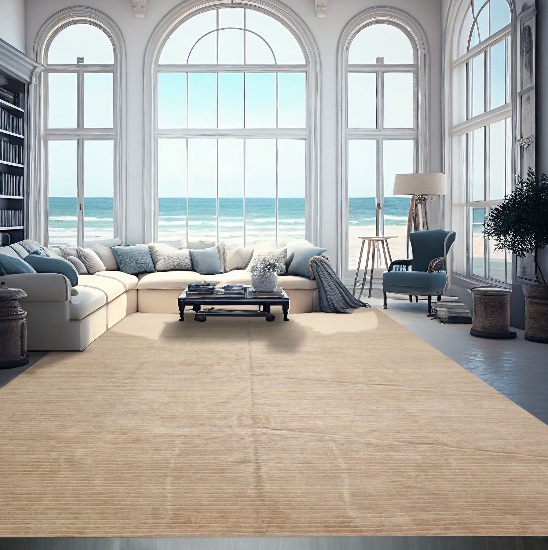 10x14 Beige, Tan, Taupe Color Hand Knotted Tibetan 100% Wool Contemporary Oriental Rug