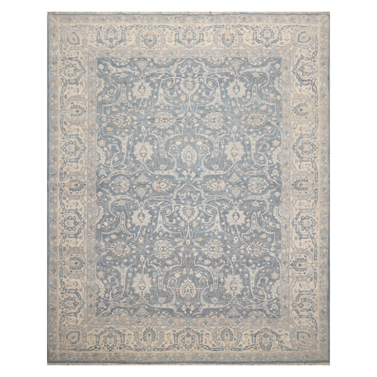 8x10 Slate, Beige, Gray Color Hand Knotted All-Over 100% Wool Traditional Oriental Rug