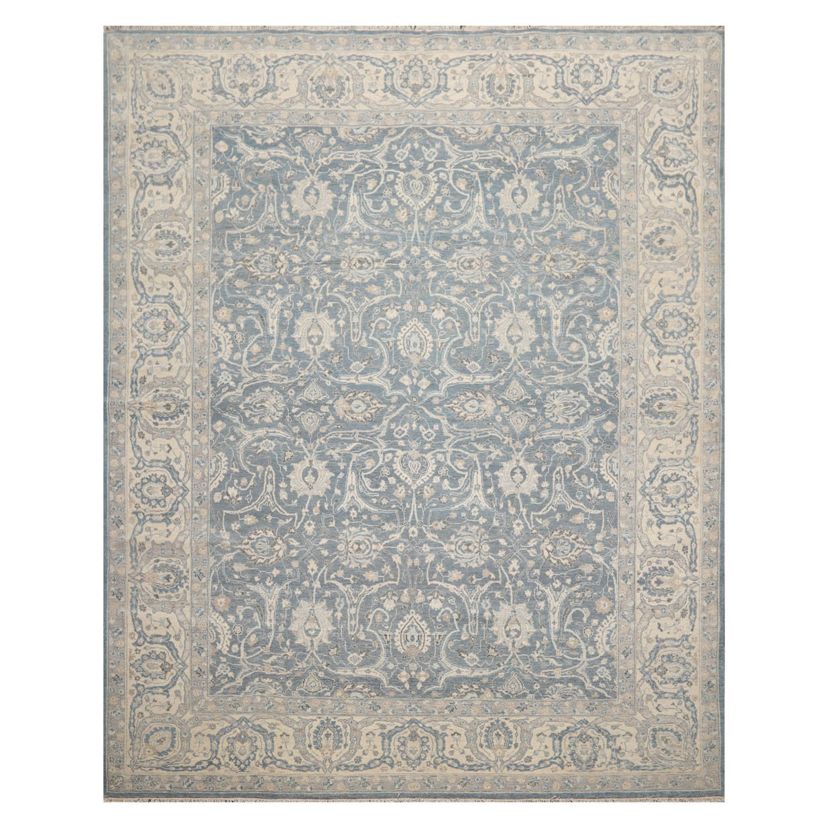 8x10 Slate, Beige, Gray Color Hand Knotted All-Over 100% Wool Traditional Oriental Rug