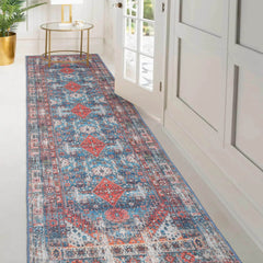 Multi Size  Aqua Orange Beige Color Machine Made Flatweave Polyester Traditional Oriental Rug