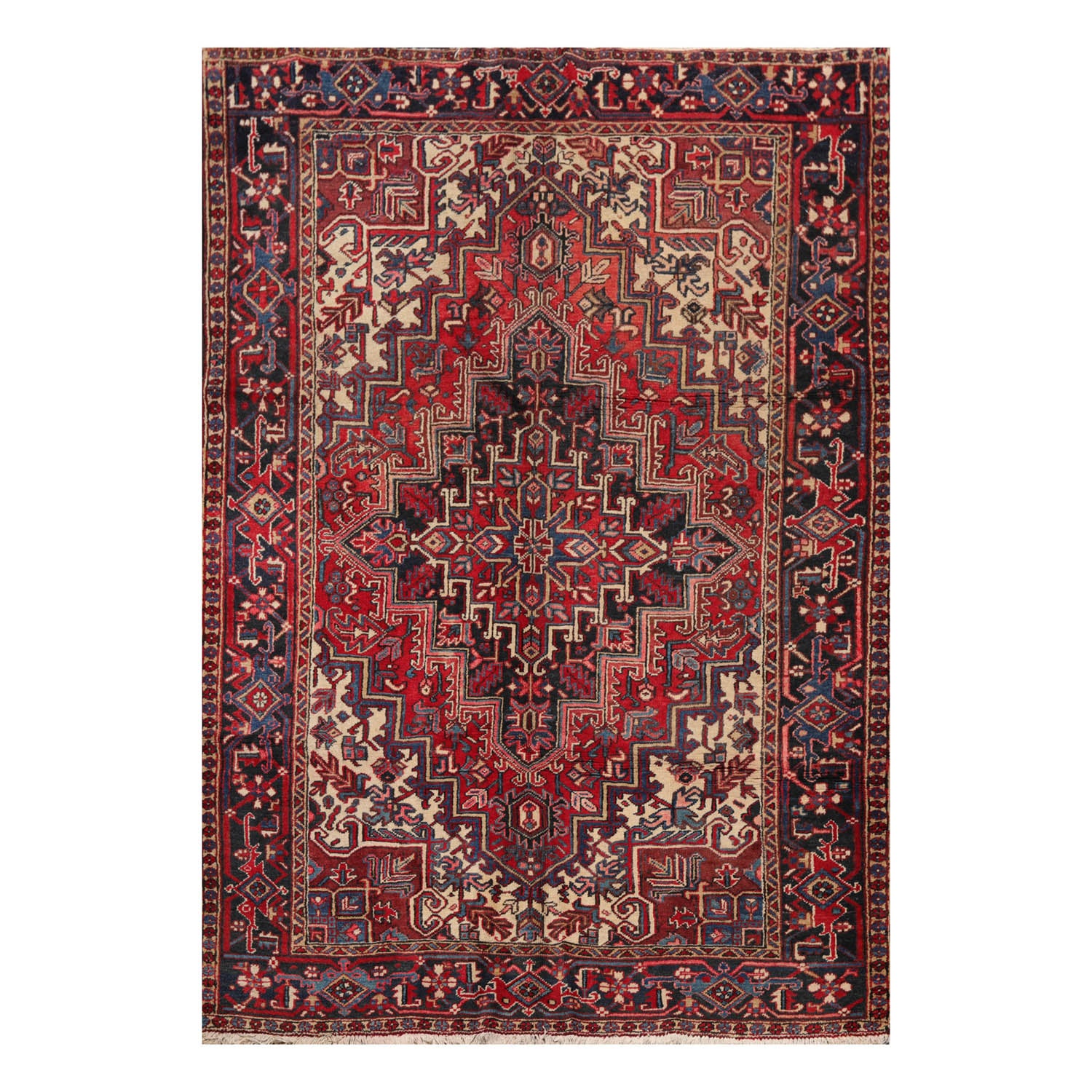 6x9 Rust, Red, Charcoal Color Hand Knotted All-Over 100% Wool Traditional-Persian/Oriental Oriental Rug