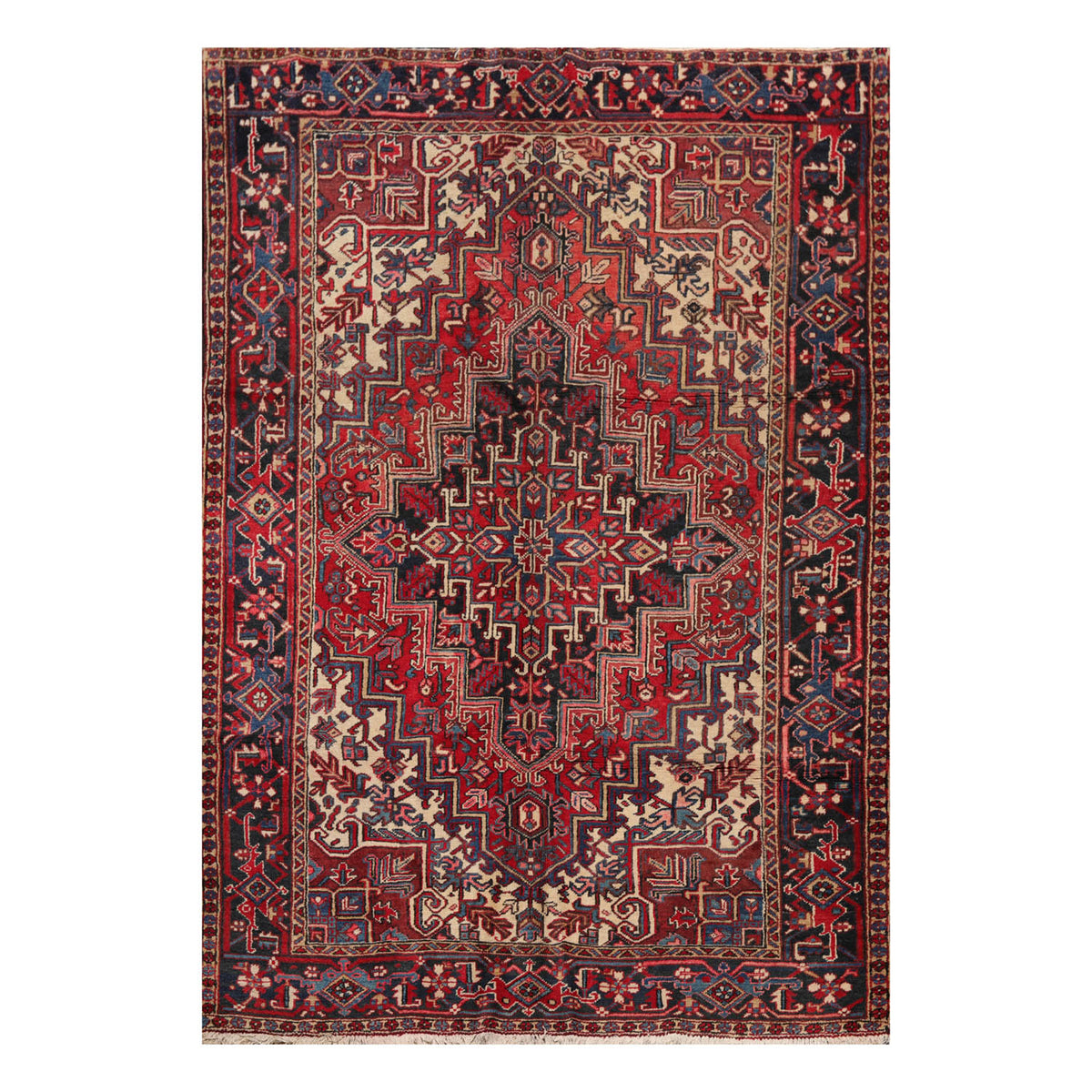 6x9 Rust, Red, Charcoal Color Hand Knotted All-Over 100% Wool Traditional-Persian/Oriental Oriental Rug