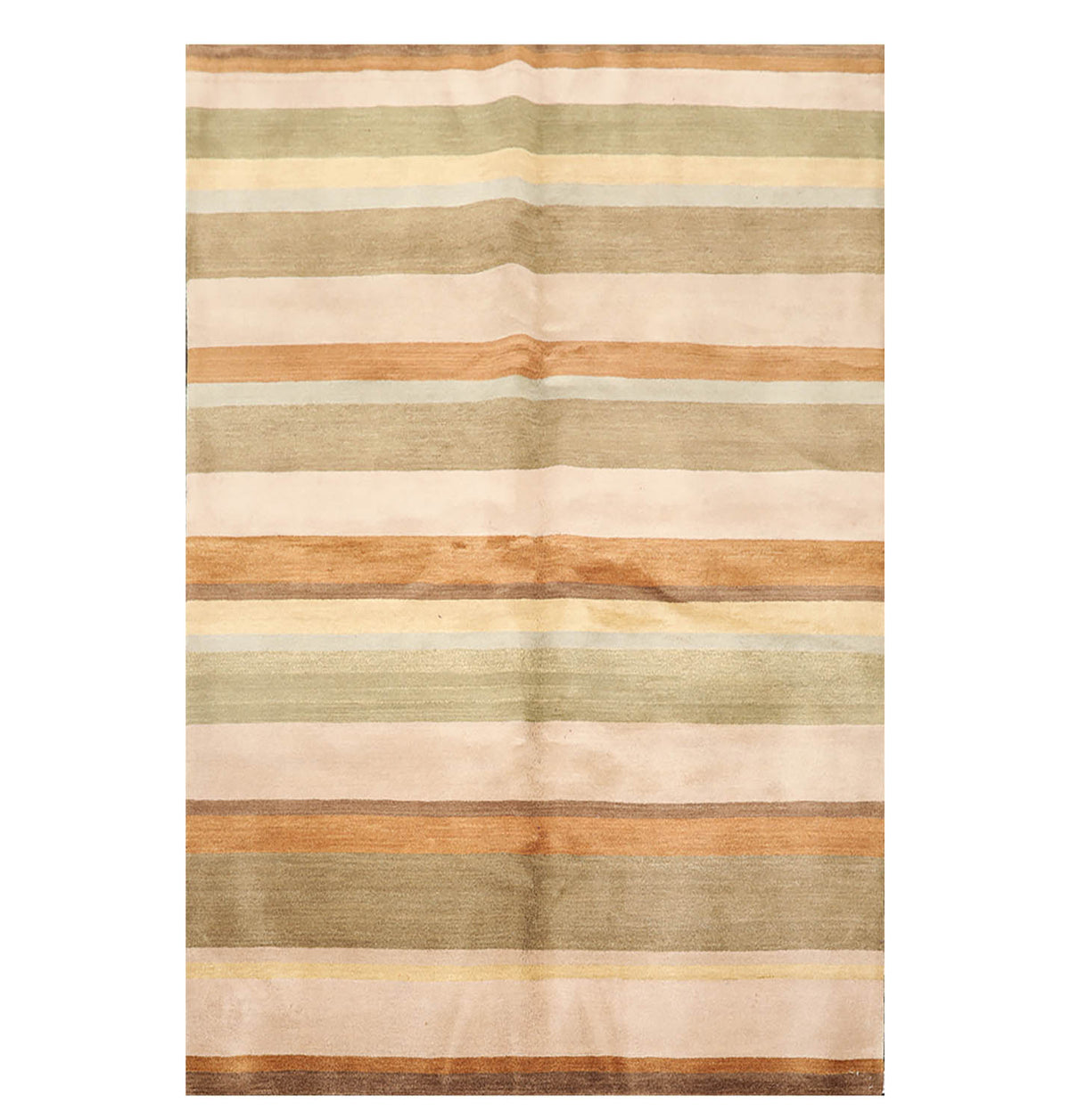 6x9 Green, Taupe, Brown Color Hand Knotted All-Over 100% Wool Modern Oriental Rug