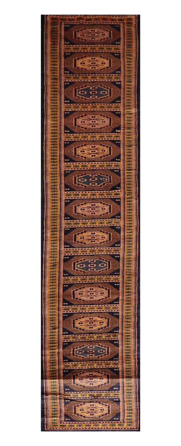 Palace Blue, Gold, Rust Color Hand Knotted All-Over 100% Wool Traditional Oriental Rug
