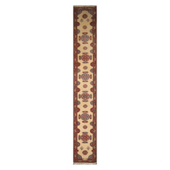 Palace Ivory, Burnt Orange, Blue Color Hand Knotted All-Over 100% Wool Traditional Oriental Rug