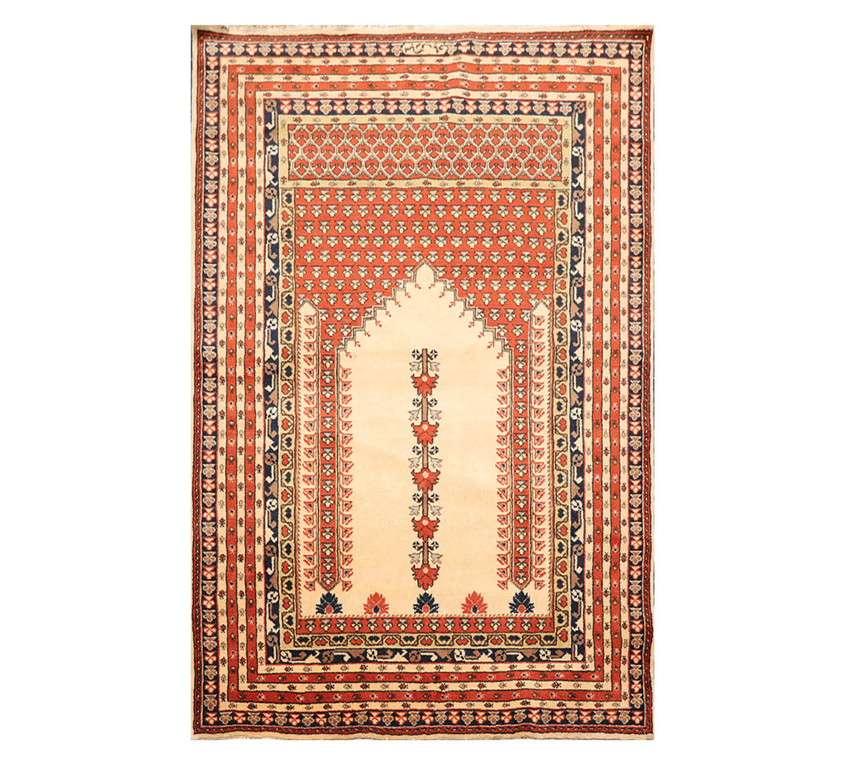 4x6 Beige, Burnt Orange, Brown Color Hand Knotted All-Over 100% Wool Traditional Oriental Rug