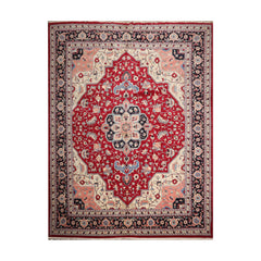 Palace Red, Ivory, Black Color Hand Knotted All-Over 100% Wool Traditional-Persian/Oriental Oriental Rug