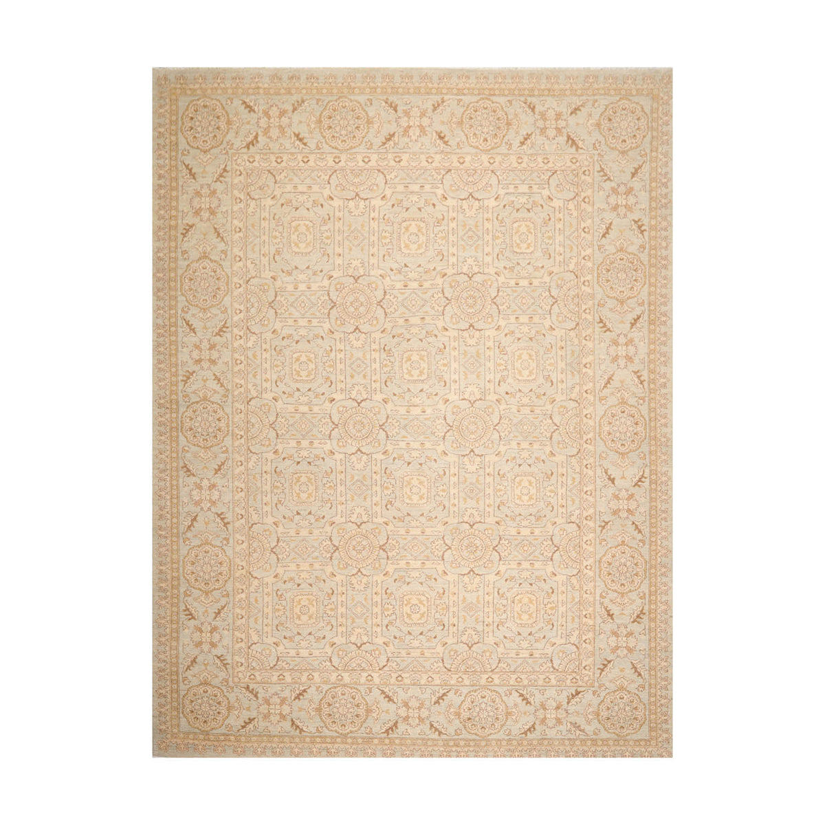 9x12 Gray, Beige, Brown Color Hand Knotted All-Over 100% Wool Traditional-Persian/Oriental Oriental Rug
